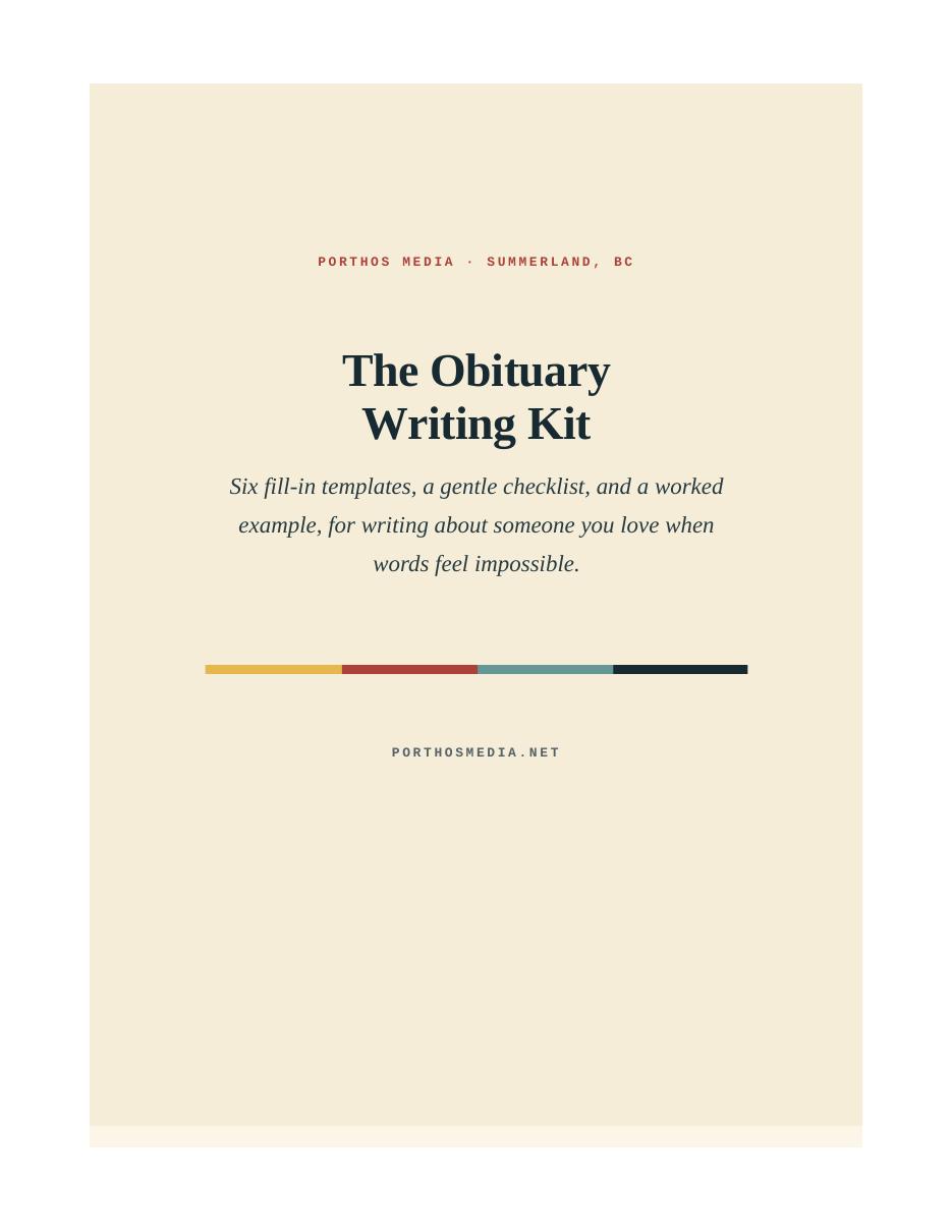 Cover of The Obituary Writing Kit by Porthos Media